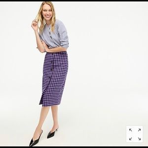 Petite button-front pencil skirt in plaid